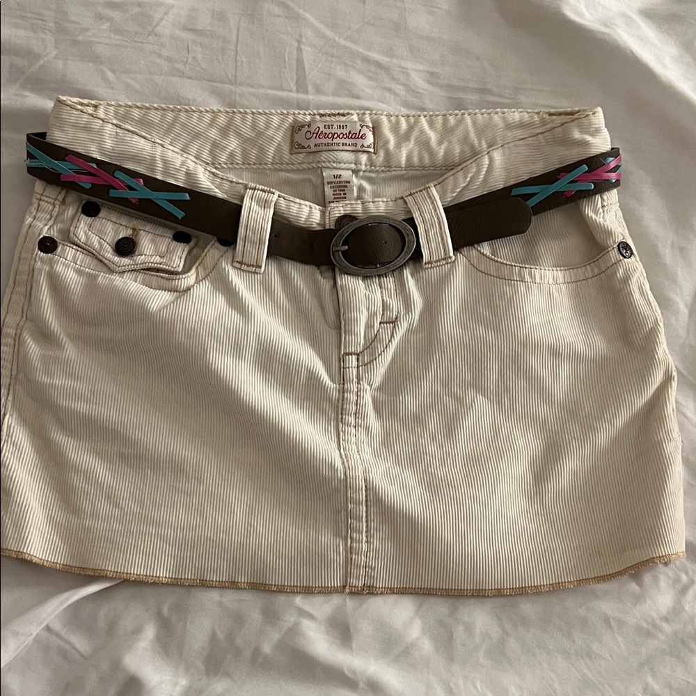 Aeropostale Beige Skirt with Patterned Belt
